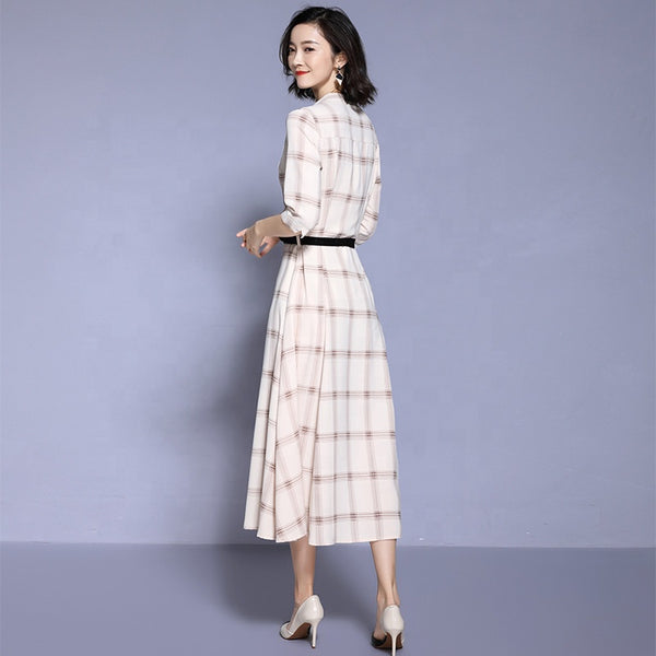 Women's Long Loose Chequered Party Dresses